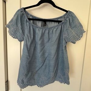 DENIM PHEASANT TOP FOREVER 21 SIZE M BLUE